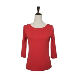 Talbots Red 3/4 Sleeve 100% Pima Cotton Petite T-shirt Size Sp